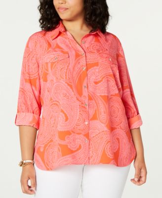 Plus Size Paisley-Print Shirt, Created for Macy's