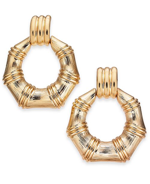 Gold Tone Bamboo Inspired Doorknocker Earrings Created For Macy S