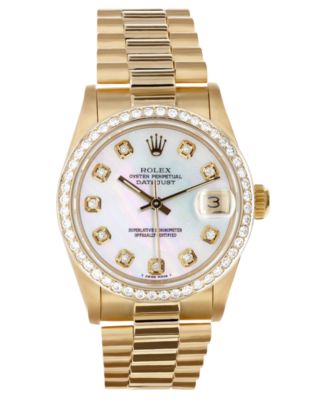 Pre Owned Rolex Ladies Midsize 18K Presidential with Mother of