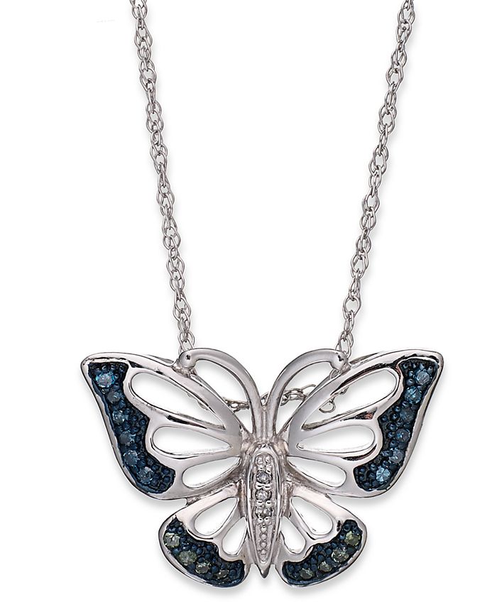 Butterfly necklace diamond shop accents sterling silver