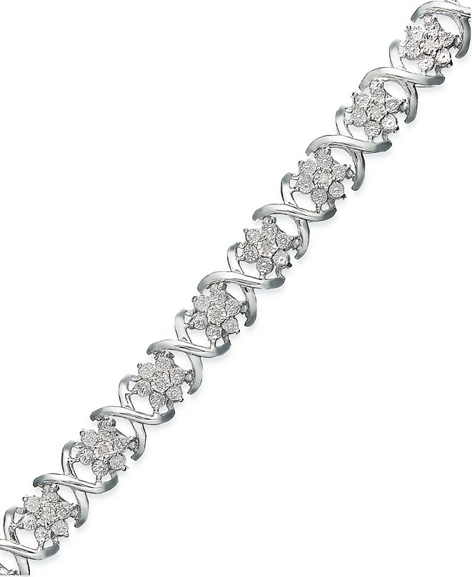 Macy's Diamond X Bracelet in Sterling Silver (1/10 ct. t.w.) & Reviews