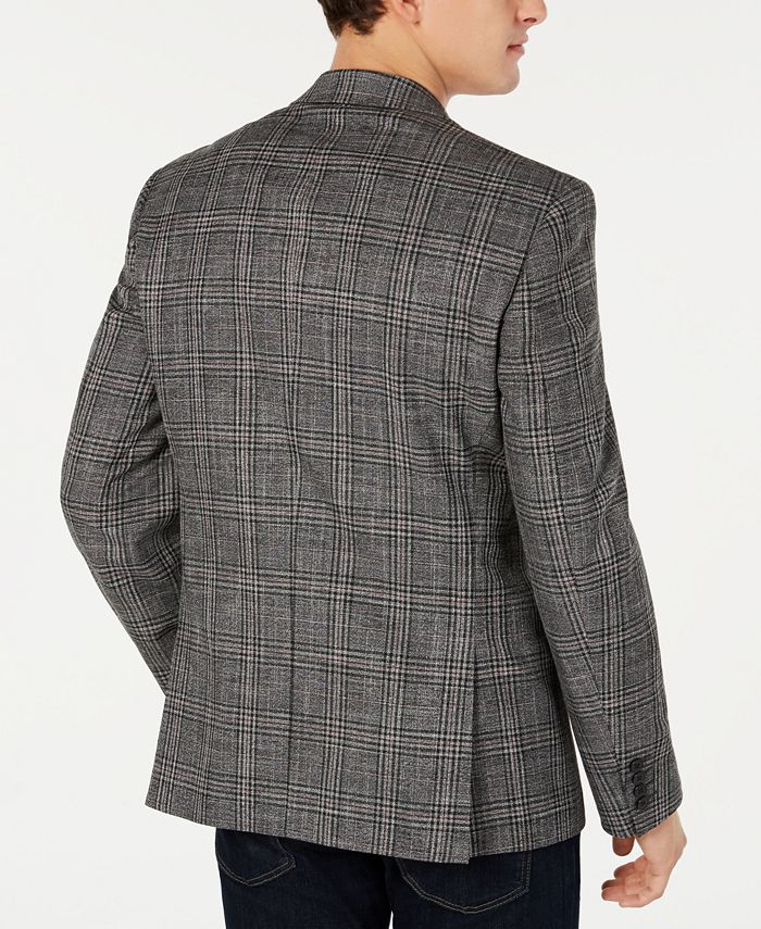 Bar III Men's SlimFit Stretch Black/White Plaid Sport Coat, Created