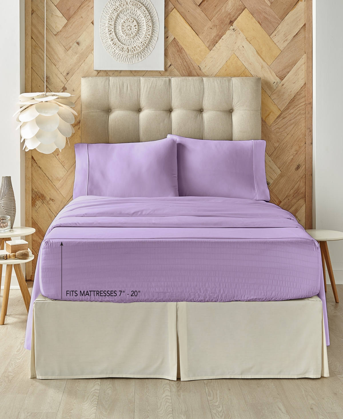 Five Queens Court Royal Fit 500 Thread Count Cotton-blend Sheet Set, Full In Lilac