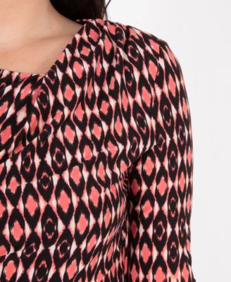 Printed Draped Shift Dress 