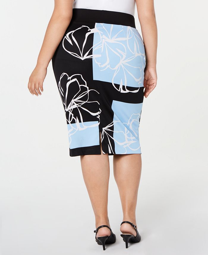 Alfani Plus Size Printed Scuba Pencil Skirt, Created for Macy's - Macy's