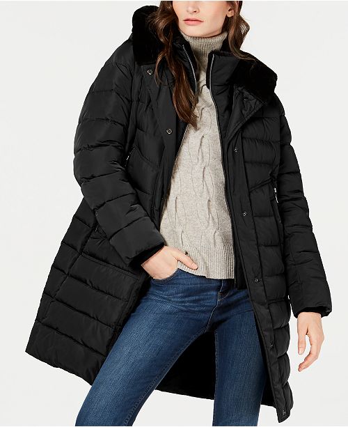 Vince Camuto Faux Fur Trim Hooded Puffer Coat Created For Macy S