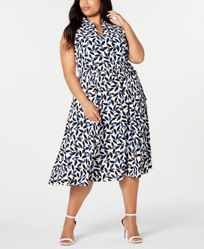Anne Klein Plus Size Filigree Drawstring Midi Dress - Macy's