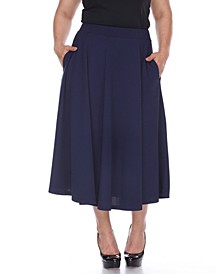 Alfani Womens PLUS Black Printed A-Line Midi Skirt Sizes 14W-28W 
