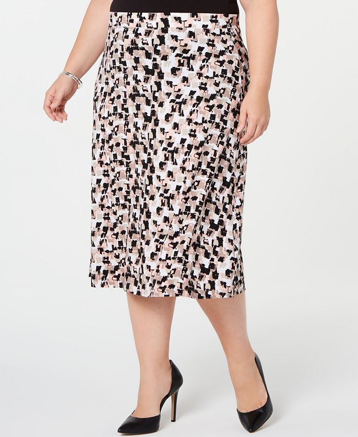 Kasper Plus Size Printed Midi Skirt - Macy's