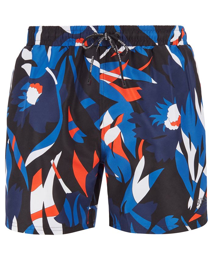 Hugo Boss BOSS Men's Batfish Floral-Print Swim Shorts - Macy's
