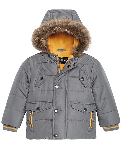 S Rothschild Co Baby Boys Hooded Parka With Faux Fur Trim