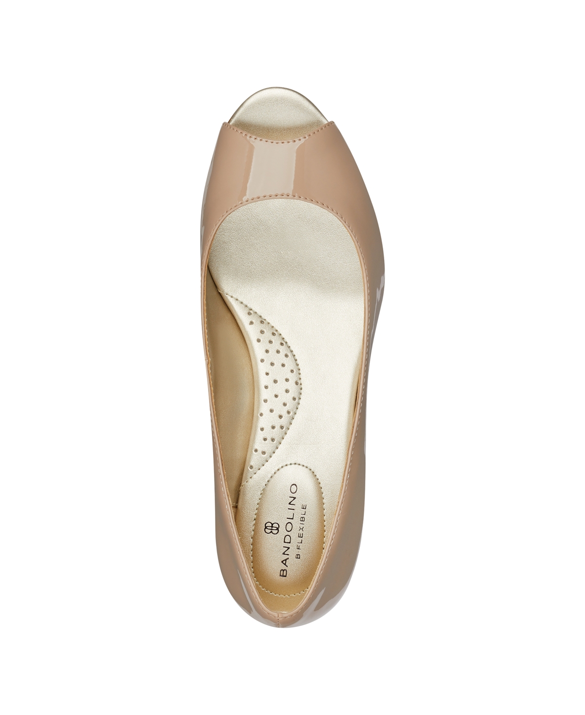 Shop Bandolino Women's Candra Peep Toe Wedge Dress Pumps In Natural Patent