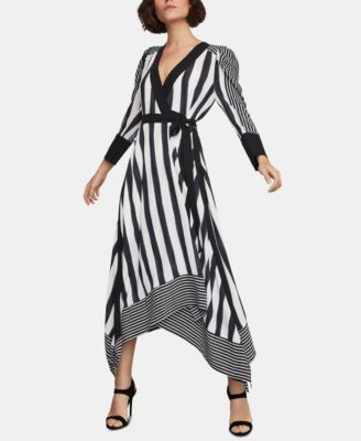 BCBGMAXAZRIA - Mixed-Stripe Faux-Wrap Dress