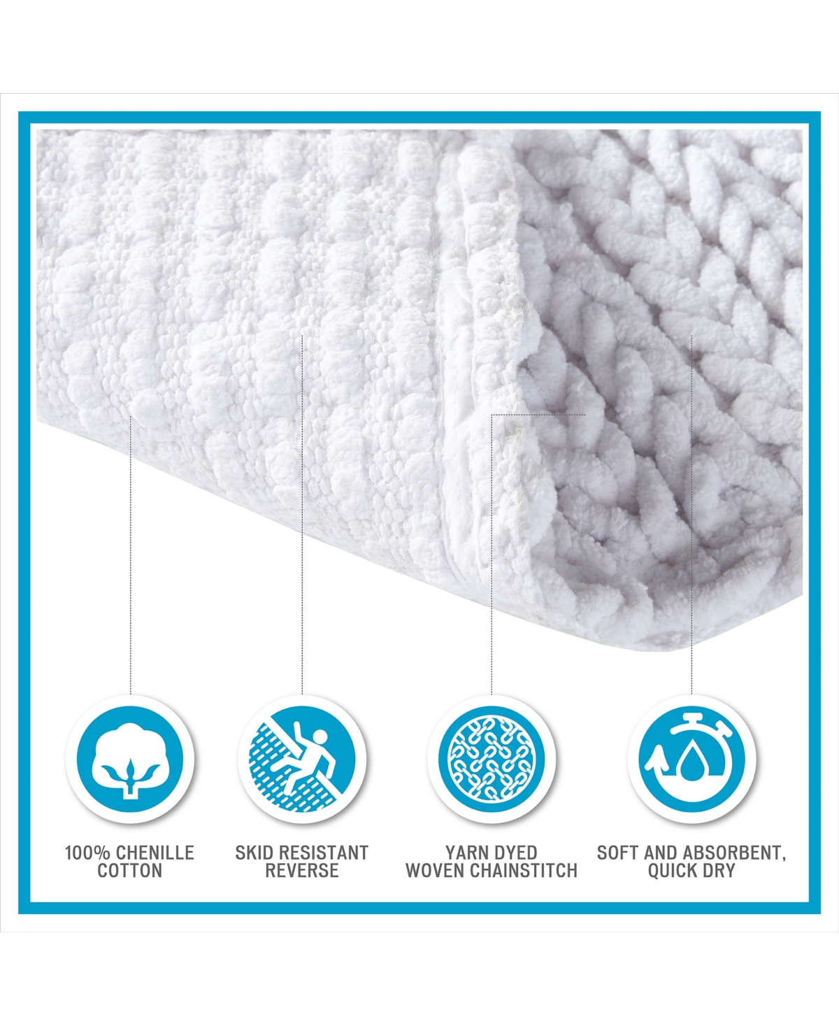 Madison Park Lasso Yarn-Dyed Cotton Chenille Bath Rug