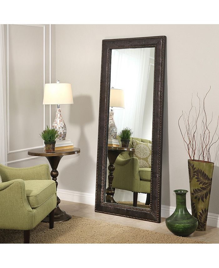 Abbyson Living Agave Brown Leather Floor Mirror & Reviews - All Mirrors ...