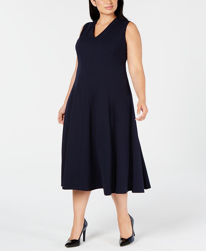 Calvin Klein Trendy Plus Size Fit & Flare Midi Dress - Macy's
