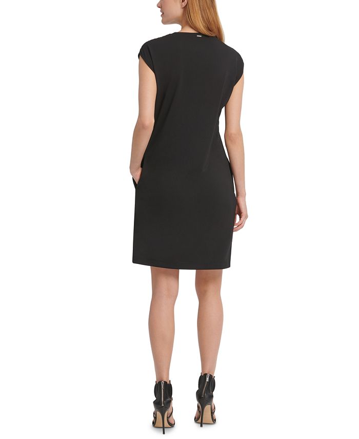 DKNY Embellished-Shoulder Dress - Macy's