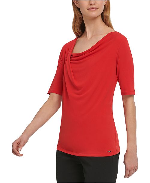 Dkny Dnky Draped Neck Top Reviews Tops Women Macy S