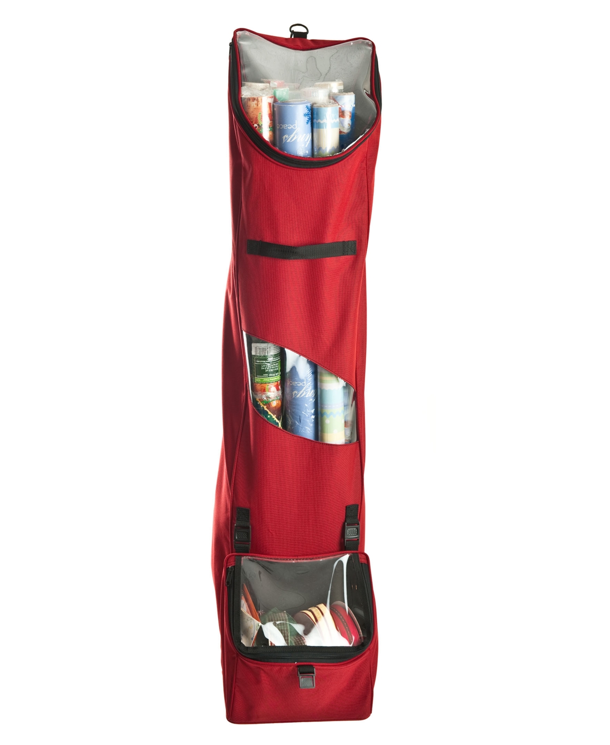 Over The Door Hanging Wrapping Paper Storage Container - Red