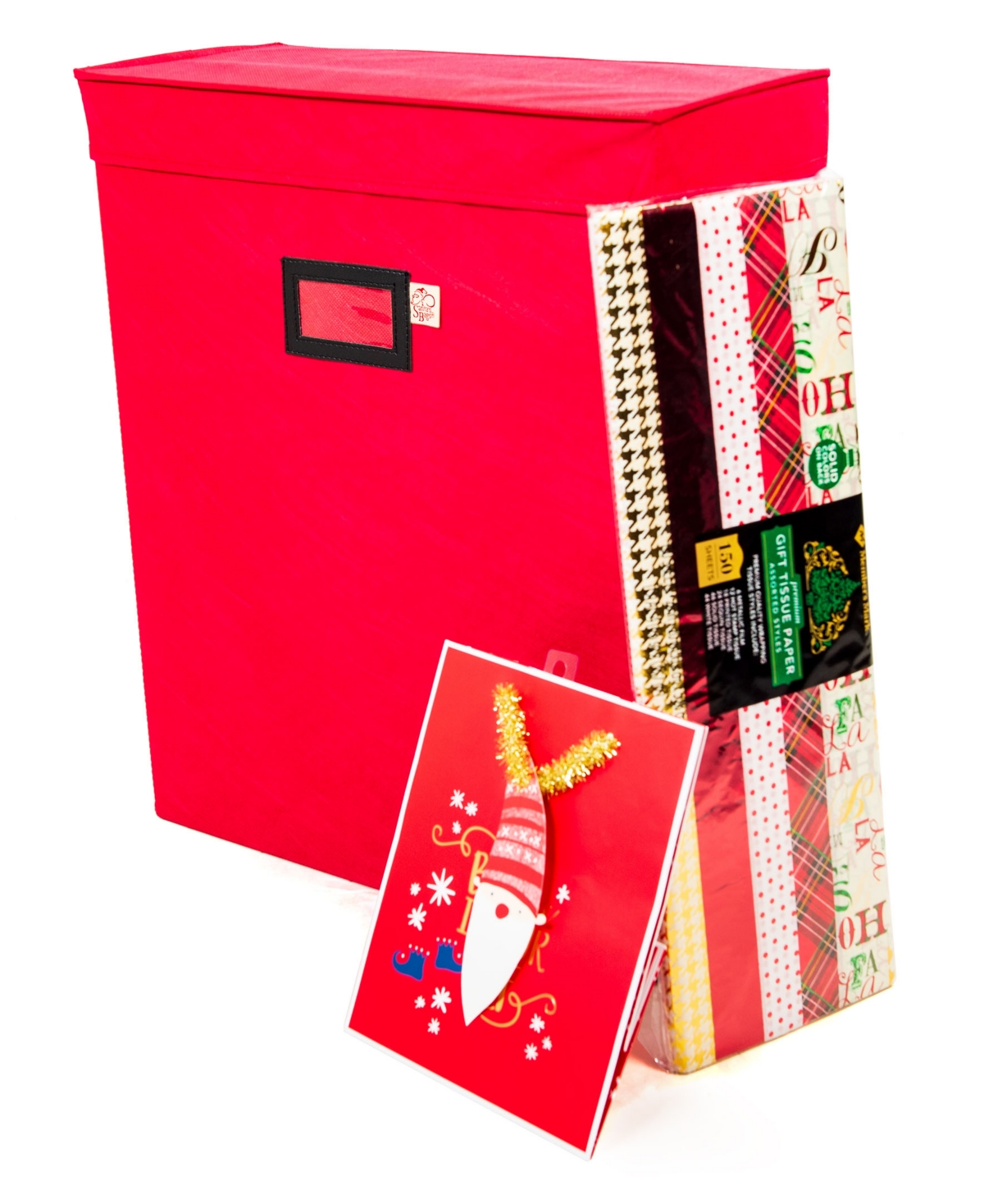 Gift Bag Organizer & Tissue Paper Storage Box - Red