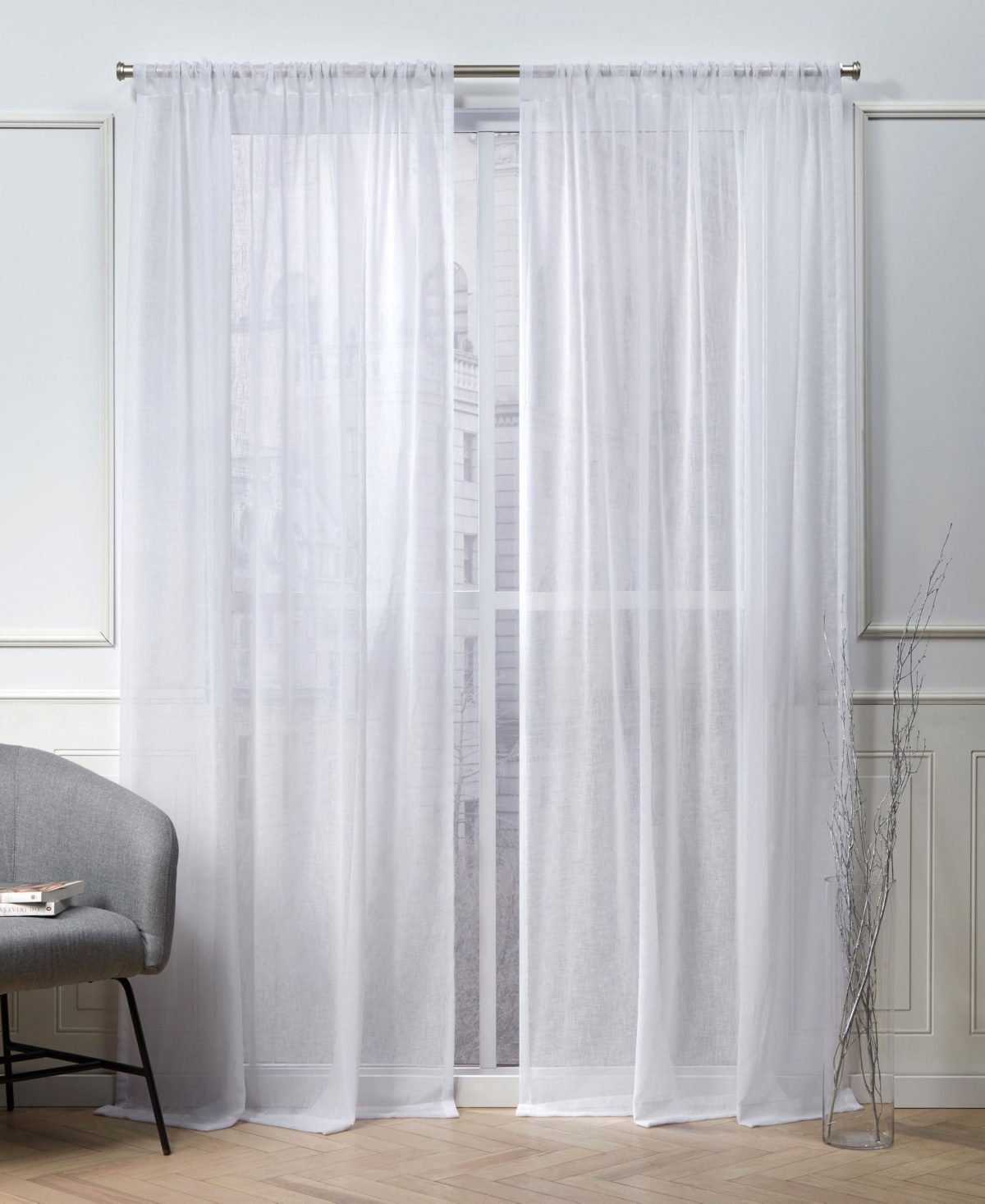Belfry Sheer Rod Pocket Top 50" X 84" Curtain Panel Pair - Silver