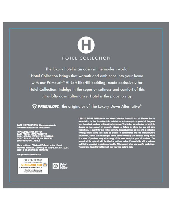 Hotel Collection CLOSEOUT! Primaloft Quilted Queen Mattress Pad