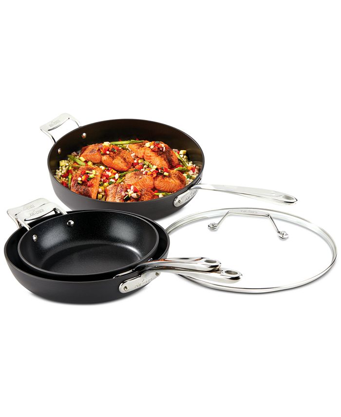 AllClad Essentials Nonstick 4Pc. Skillet Set Macy's