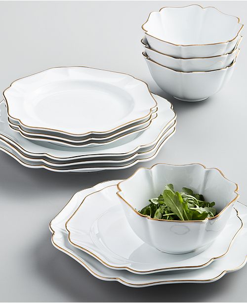 Martha Stewart Collection Baroque 12 Pc Dinnerware Set Service