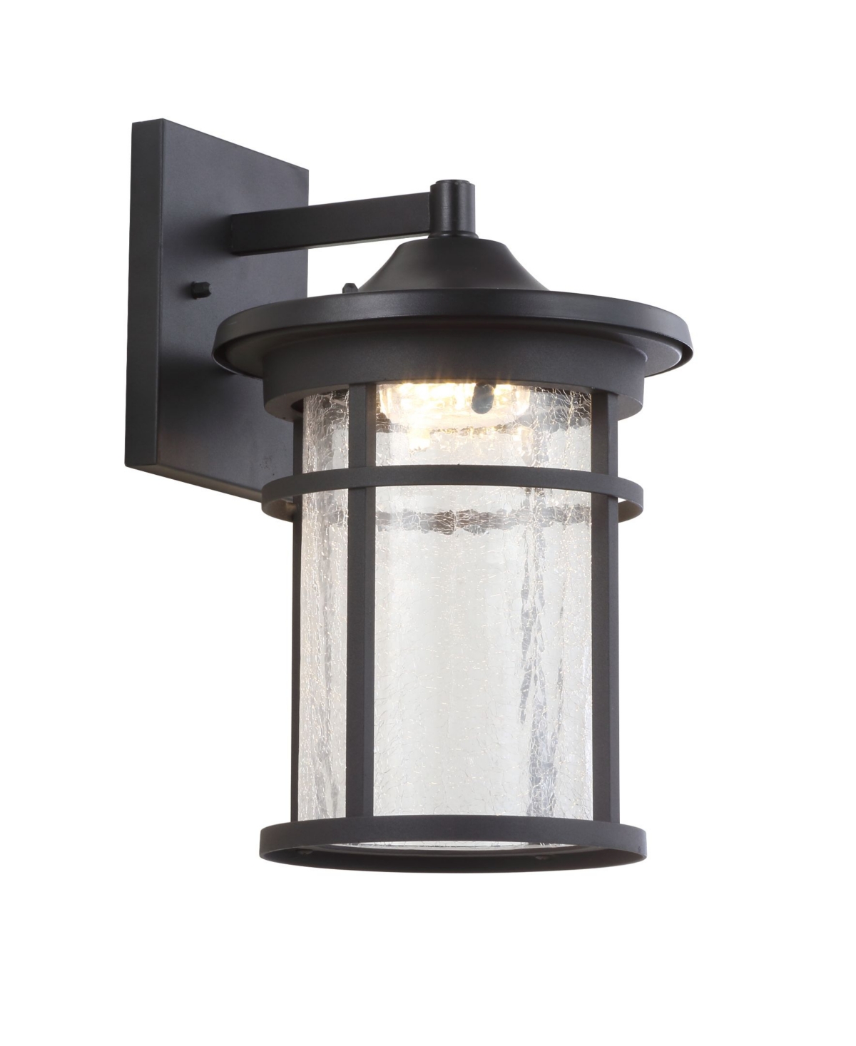 Jonathan Y Porto Outdoor Wall Lantern Crackled Glass/Metal Integrated Led Sconce -clear