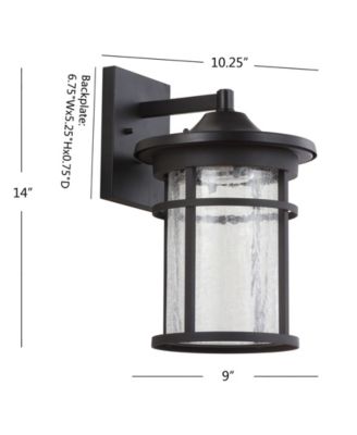 Porto 14" Outdoor Wall Lantern Crackled Glass/Metal Integrated LED Sconce