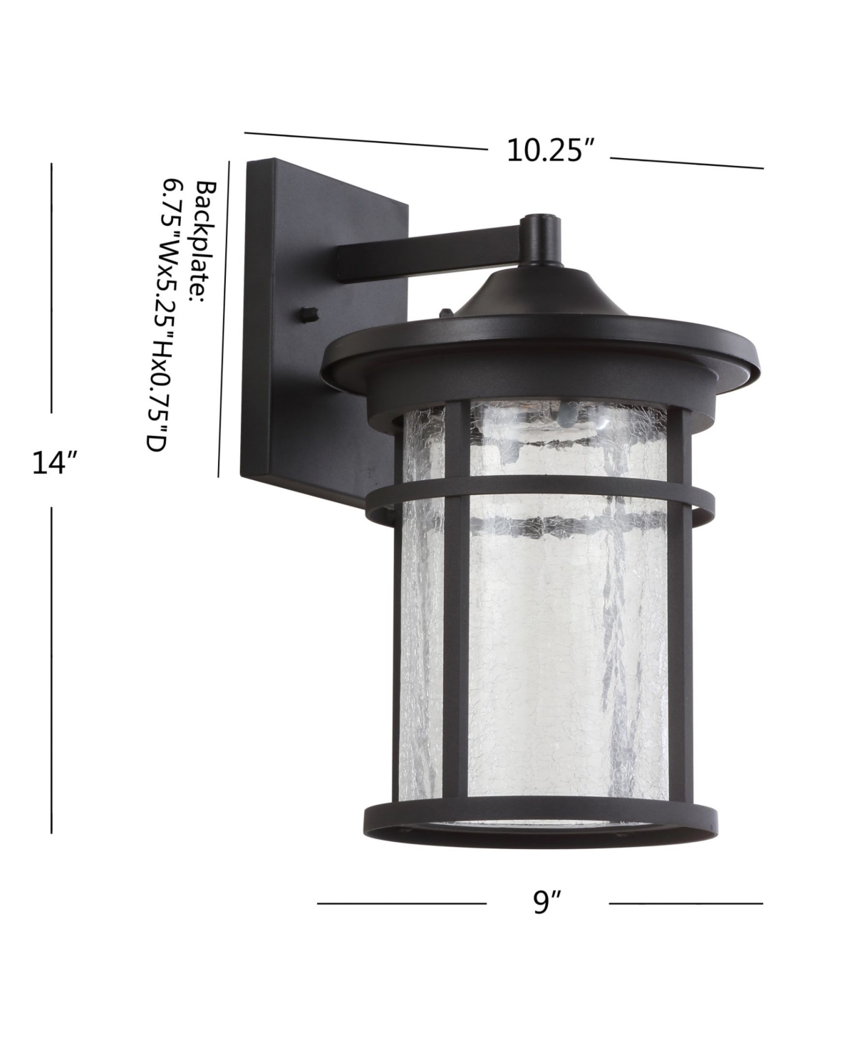 Jonathan Y Porto Outdoor Wall Lantern Crackled Glass/Metal Integrated Led Sconce -clear