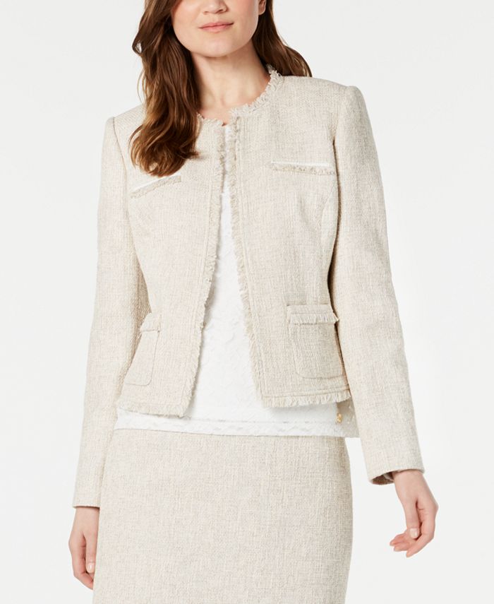 Anne klein hot sale tweed fringe jacket
