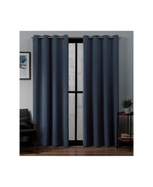 Exclusive Home Sateen Twill Woven Blackout Grommet Top Curtain Panel Pair, 52" X 96" In Blue