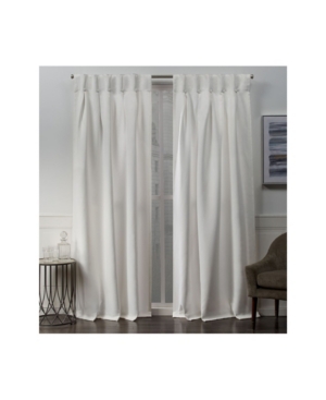 Exclusive Home Sateen Woven Blackout Button Top Window Curtain Panel Pair, 32" X 84" In White