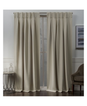 Exclusive Home Sateen Woven Blackout Button Top Window Curtain Panel Pair, 32" X 96" In Natural