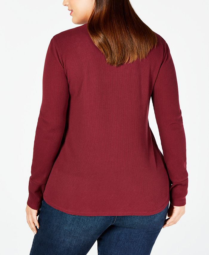 Style & Co Plus Size Embroidered Thermal Top, Created for Macy's ...