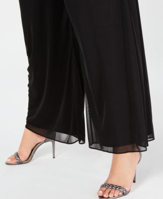 Plus Size Mesh Wide-Leg Pants