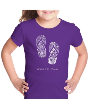 La Pop Art Girl's Word Art T-Shirt - Beach Bum