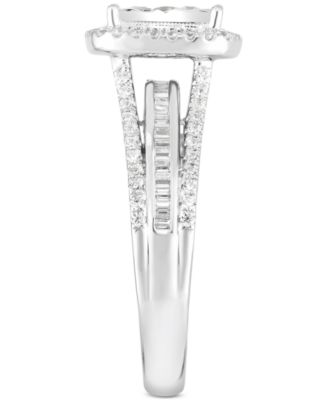 TruMiracle&reg; Diamond Princess Shaped Halo Cluster Engagement Ring (1 ct. t.w.) in 10k White Gold