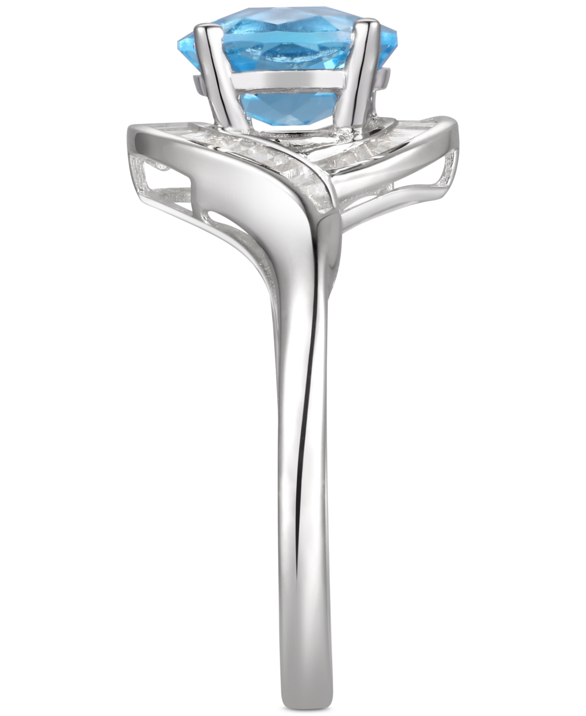 Blue Topaz (1-3/8 ct. t.w.) & Diamond (1/4 ct. t.w.) Swirl Ring in 14k- White Gold