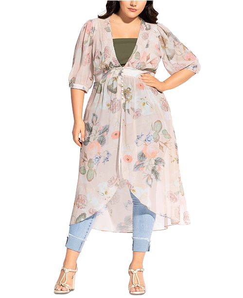 City Chic Trendy Plus Size Summer Rose Jacket Reviews Jackets Blazers Plus Sizes Macy S