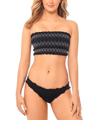 smocked bandeau swimsuit