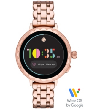 image of kate spade new york Women-s Scallop Rose Gold-Tone Stainless Steel Touchscreen Smart Watch 41mm, Powered by Wear Os by Google
