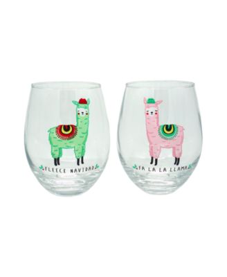TMD Holdings - FA LA LA Llama set of 2 22oz stemless wine