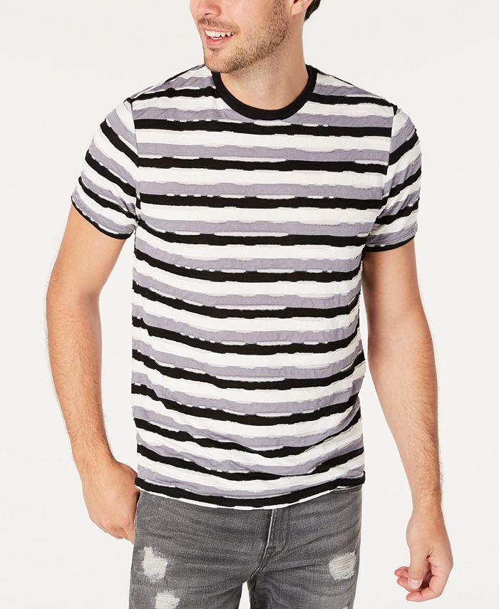 GUESS Men's Distressed Striped T-Shirt - Macy's