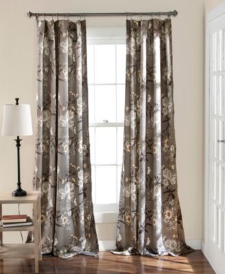Lush Decor Botanical Garden Light Filtering Window Curtain Panels Pair 52"W x 84"L Navy Floral Curtains for Living Room - Farmhouse Curtains