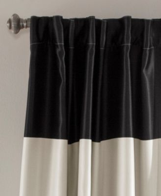 Lush Decor Montego Stripe Light Filtering Window Curtain Panels Pair 52"W x 84"L Black - Black Curtains for Bedroom
