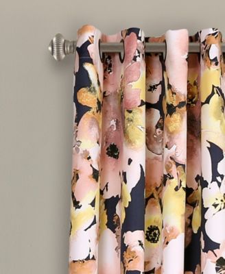 Lush Decor Floral Watercolor Light Filtering Window Curtain Panels Pair 52"W x 84"L Floral Curtains for Bedroom - Living Room Curtains