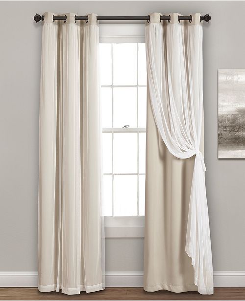 Lush Decor Solid And Sheer Layered 38 X 120 Blackout Curtain Set