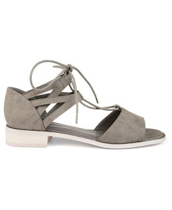 Journee Collection Women's Ingrid Faux Suede Strappy Sandals – Open Toe, Block Heel, Comfortable & Chic